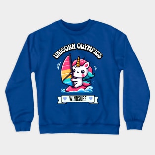 Windsurfing Unicorn Olympics 🦄 - Catch the Cuteness Wave! Crewneck Sweatshirt